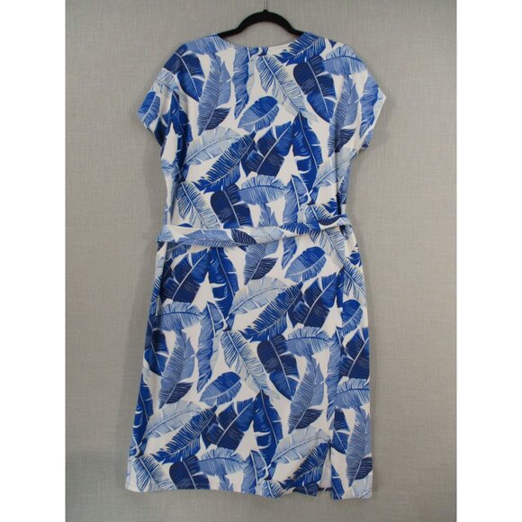 Lands End Womens Blue Leaf Print Dress M/P - Picture 8 of 9